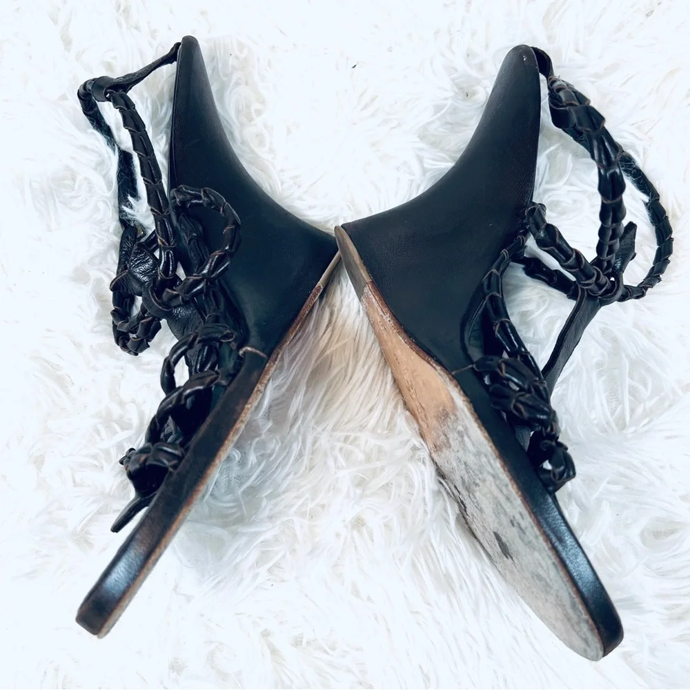 Sigerson Morrison Brown Strappy LEATHER Wedge Shoe